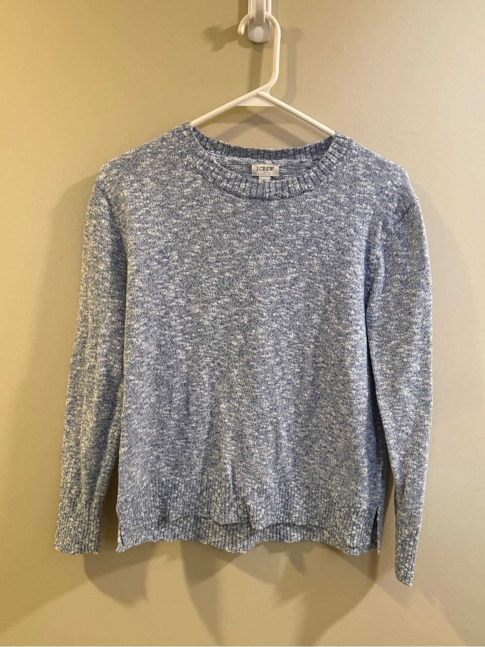 J. Crew Marled Crewneck Sweater in Blue and White